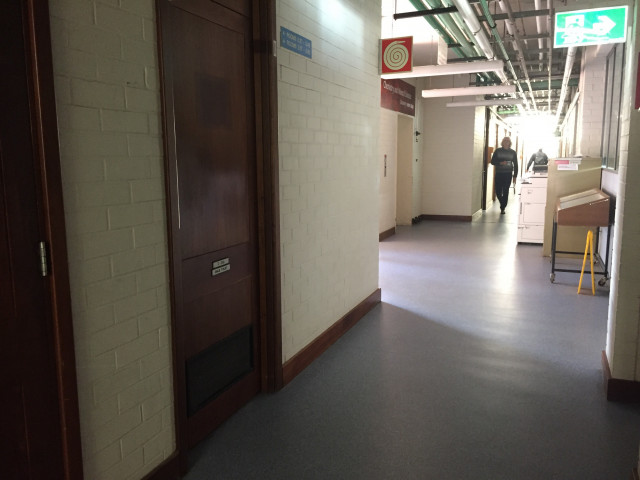 Looking down the east hallway