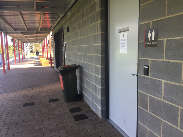 Main entrance on east side of the building