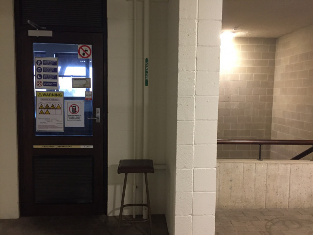 Main entrance located next to the stairs