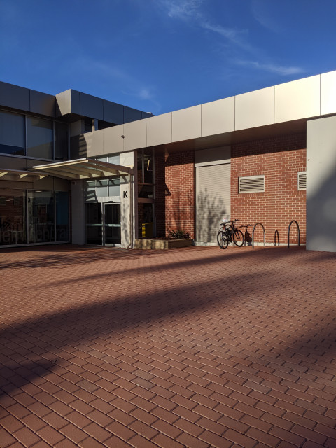 1. Bike racks just near the west entrance to building K.