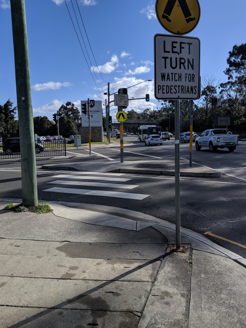 2. Cross this road with care.