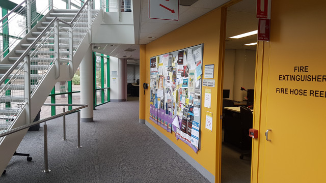 205 Information science and technology laboratory 3 located next to the stairs to level 3.