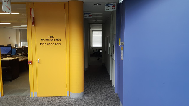 208 student study room second door on right in the narrow hallway.