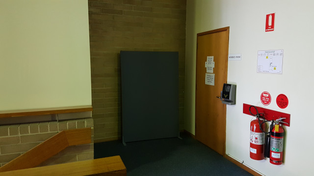 Aerobics room at the top of the stairs.