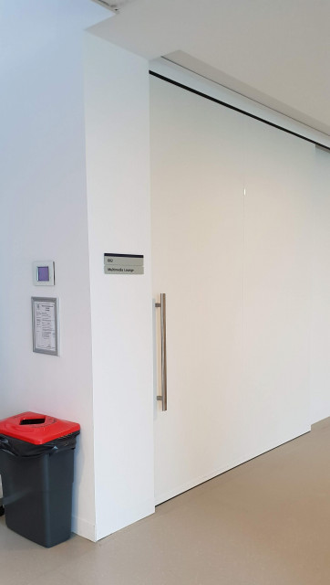 An entrance to the multimedia room from just inside the Hub front door