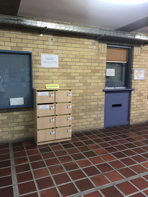 Assignment box next to reception