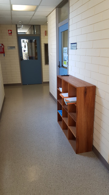 Assignment boxes outside lab 234.