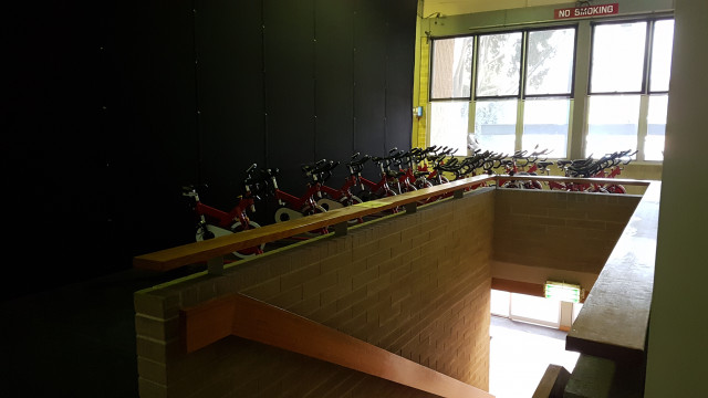 Bikes for group cycling classes.