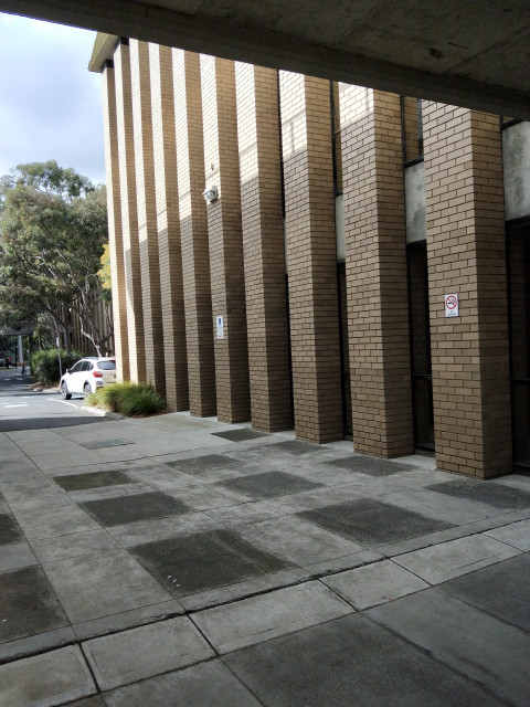 Building view from level 1 entrance near Peribolos East
