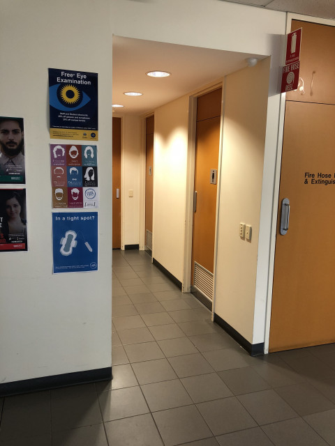 Car door on right, view from lift entrance