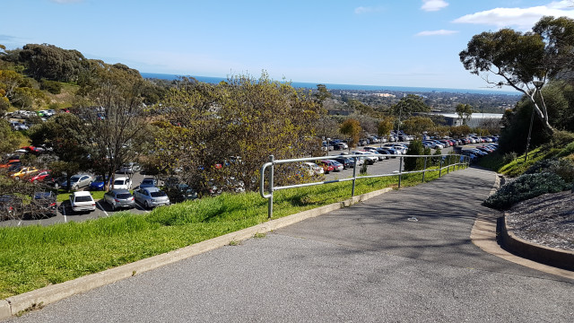 Car park 1 pedestrian entrance from the Hub/Lake.