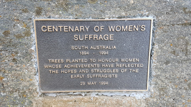 Centenary of women's suffrage plaque.
