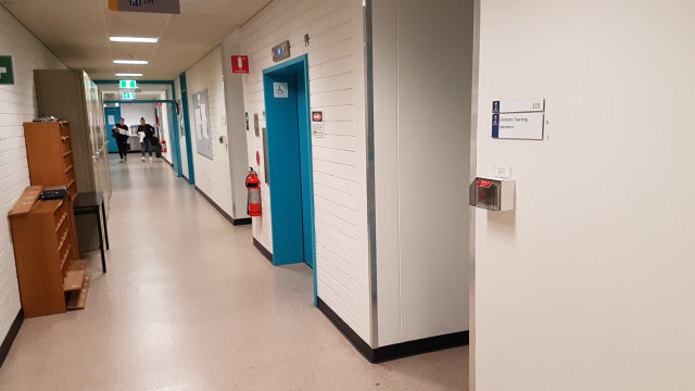 Chem lab 115 beside the west elevator.