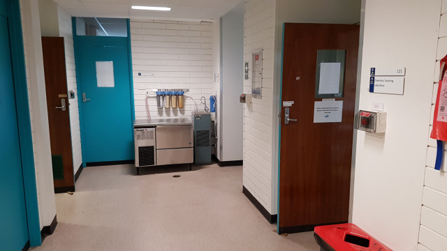 Chem lab 121 beside the southwest staircase.