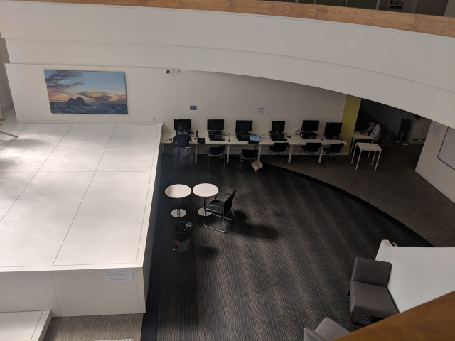 Computers in the atrium space