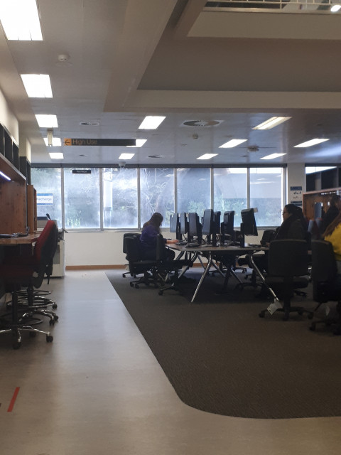 Computers near the back wall