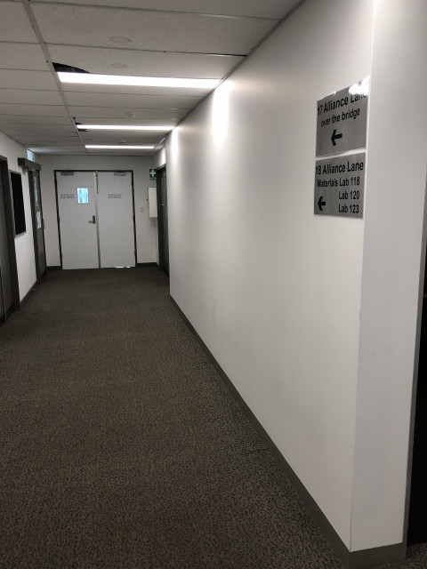 Corridor leading to lab