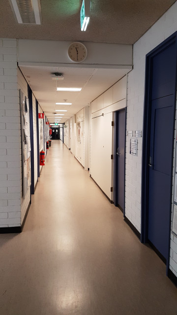 Corridor of offices 303-316 from the central hallway.