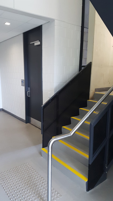 Disabled toilet at the base of stairs