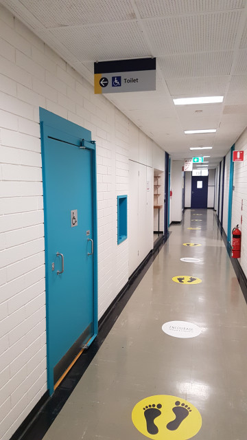 Disabled toilet facing student support services.