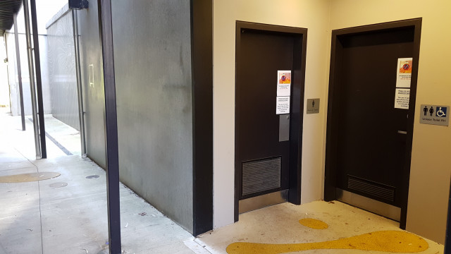 Disabled toilets from the road entrance.