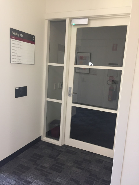 Door requiring key card access