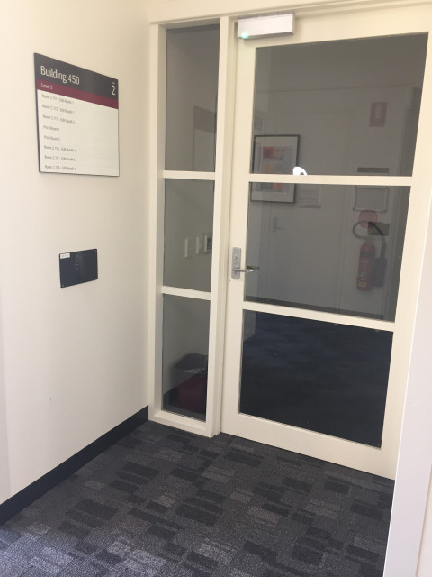 Door requiring key card access