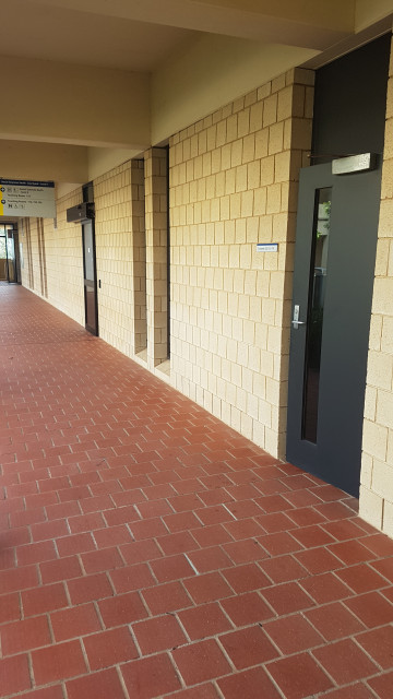 Door to rooms 118, 120 and 121