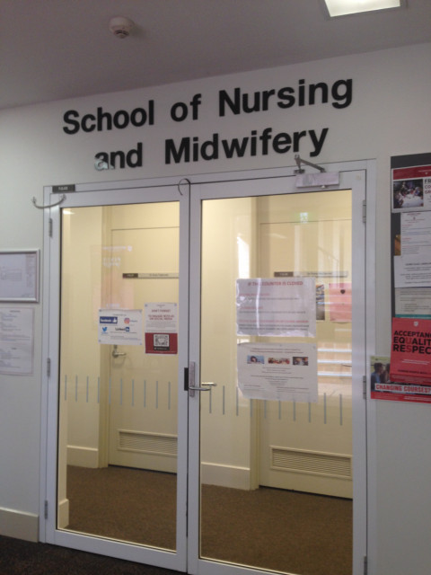 Doorway to the offices in Building 7
