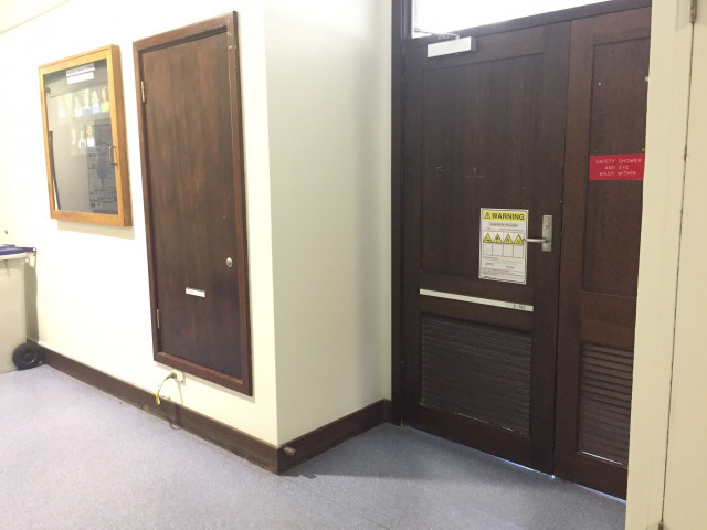 Entrance 1, next to the water bubbler