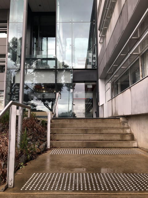 Entrance from base of stairs from main