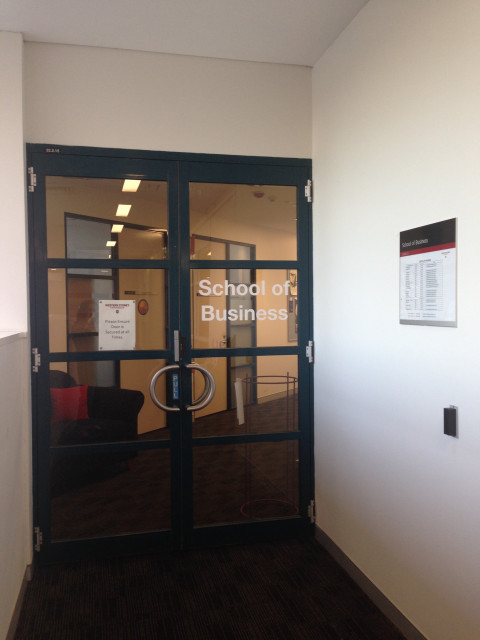 Entrance to the School of Business offices