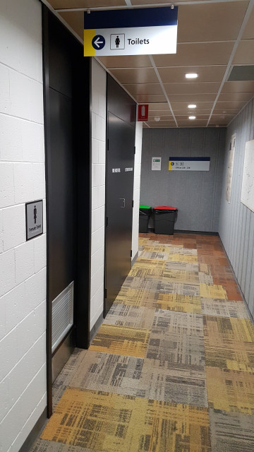 Female toilet facing the northeast corner of the building.