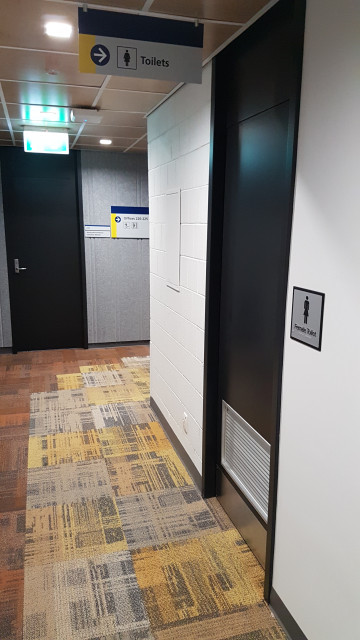 Female toilet facing the northwest corner of the building.