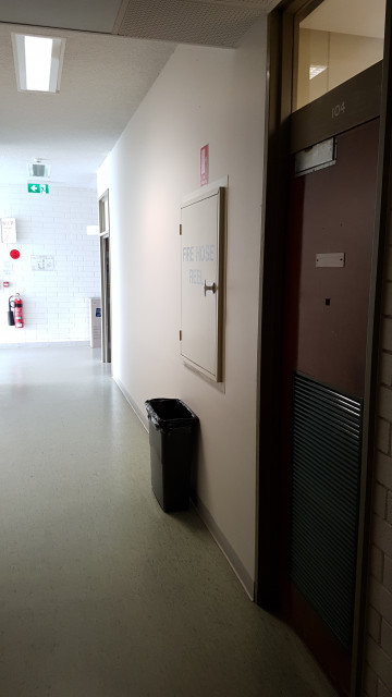 Female toilet facing the southeast corner of the building.