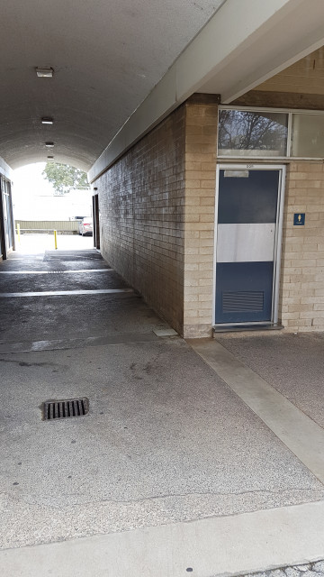 Female toilet looking towards car park 7.
