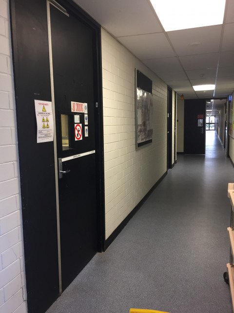 First door on the left side of the hall