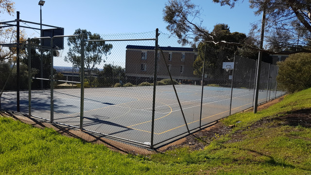 Flinders living basketball/tennis court.