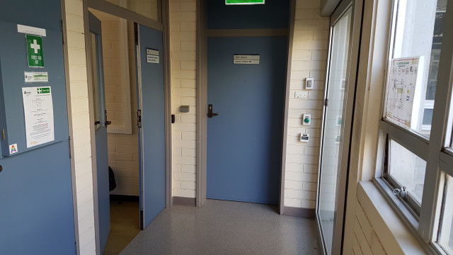 Geospatial information science laboratory next to the courtyard entrance. Door 2