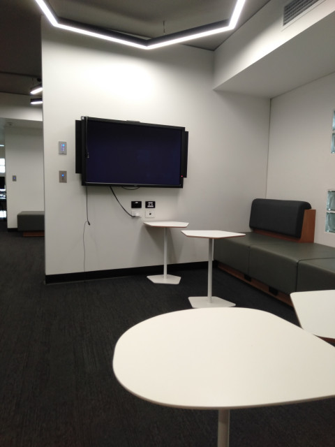 Group study area with TV monitor