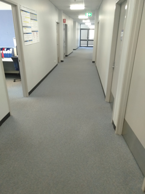 Hallway containing offices