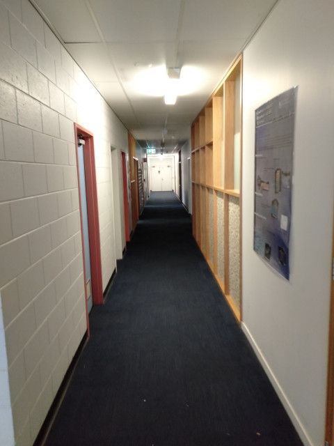 Hallway containing offices