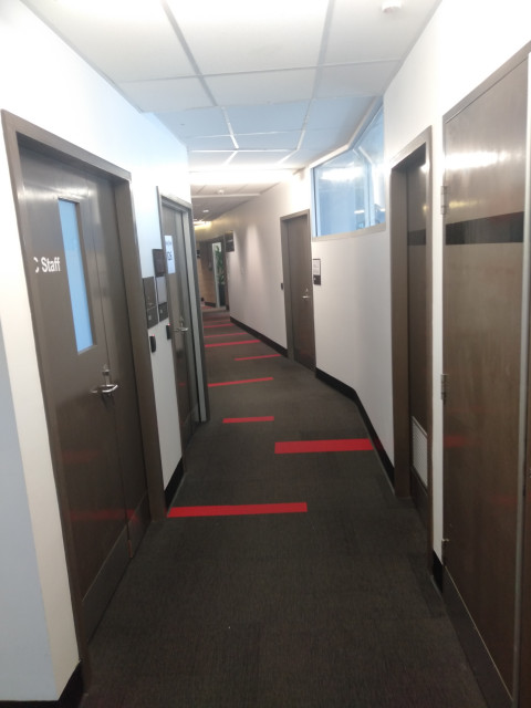 Hallway containing offices