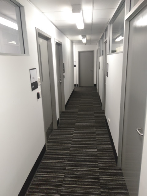 Hallway containing offices