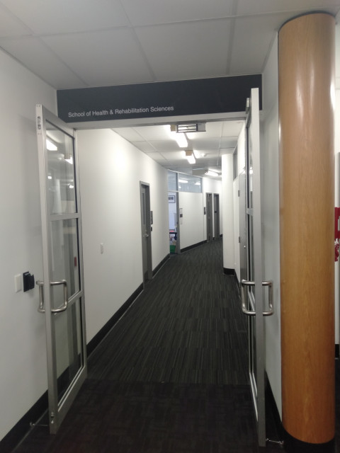 Hallway containing offices