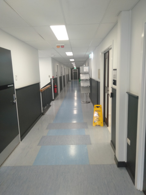 Hallway containing offices