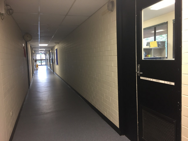 Hallway leading to east entrance for level 1