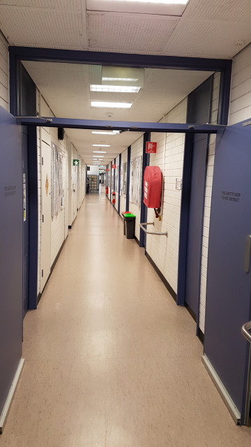 Corridor of offices 303-316 from the northwest corner.
