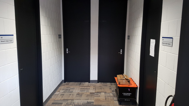 Hallway of rooms 104, 105, 107 and 108