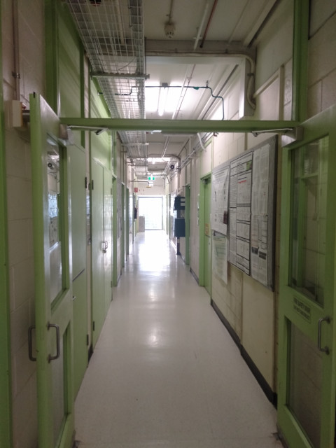 Hallway with offices and labs